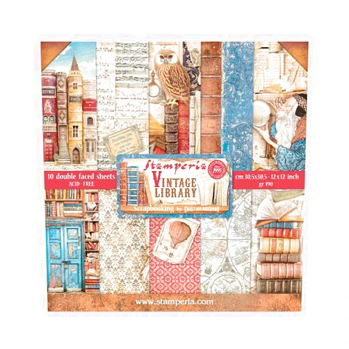 Stamperia, Vintage Library 12 x 12 Inch Paper Pack