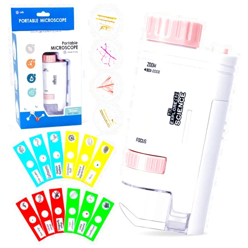 LITTLEFUN Toys for 4 5 6 7 Year Olds Girls, Gifts for 5 6 7 8 Year Old Girls Birthday Portable Educational Microscope Science Kits for Kids Girls Toys Gifts Age 4-6-8-10 Kids Microscope Age 4-10 Boys Kids