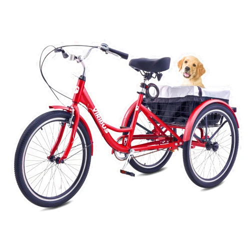 Viribus Adult Tricycle, Tricycle for Adults 1 Speed with Lock, Single Speed 3 Wheel Bikes for Adults, Adult Tricycles for Women 330lb, Three Wheel Bike, Adult Trike 24 inch Red Visit The Store