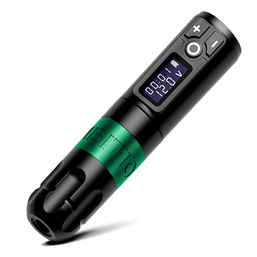 Ambition Soldier Rotary Battery Pen Tattoo Cartridge Machine with 2400mAh Wireless Power Japan Coreless Motor Digital LED Display Tattoo Equipment Supply for Professionals and Beginners Tattoo Artists