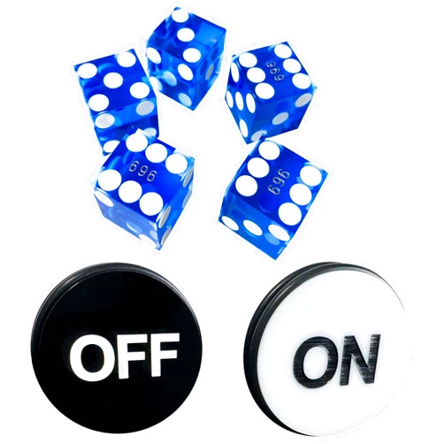 Yuanhe Casino Craps Dice Set - Including 19mm Blue Precision Serialized Casino Dice Set of 5 and 3-Inch Craps On/Off Dealer Puck Button