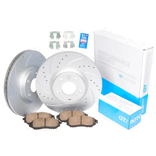 GT//Rotors [Front Kit] High Performance Ceramic Brake Pads & GT//Rotors Geomet Coated Disc Brake Rotors for Lexus GS IS RC 2013-2020 GS200t GS300 GS350 IS200t IS300 IS350 RC200t RC300 RC350