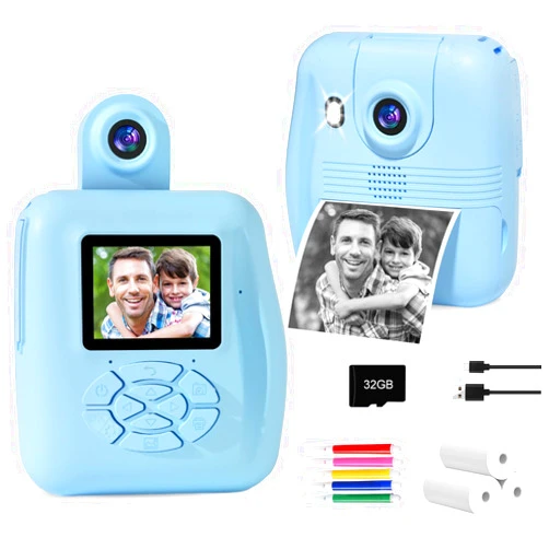 PROGRACE Instant Print Kids Camera - 1080P Digital Camera for Kids, Toys Camera with Instant Pictures, Birthday Gifts for 3-12 Year Old Girls Boys
