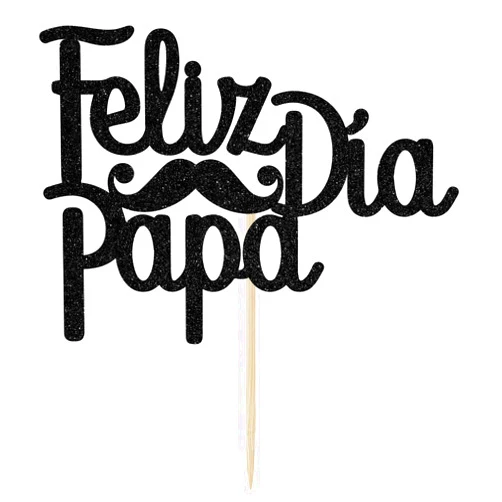 Betalala Feliz Dia Papa Cake Topper, Feliz Cumpleanos Papa, Happy Fathers Day Decorations, Dad Birthday Party Decoration Supplies Black Glitter