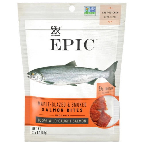 Epic Jerky Bites, 100% Wild Caught, Alaskan Salmon, Maple with Coconut Oil, 2.5 ounce