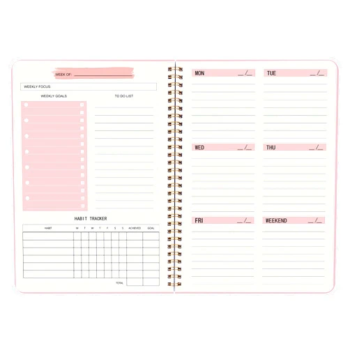KAICN Undated Weekly Planner- Weekly Goals Notebook, A5 To Do List Planner, Habit Tracker Journal with Spiral Binding, 5.7 x 8.0 inches