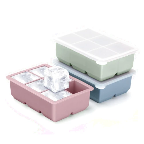 Excnorm Silicone Ice Cube Trays 3 Pack - Large Size Silicone Ice Cube Molds with Leak Proof Removable Lid Square Ice Cube Tray And BPA Free for Cocktail,Whiskey, Stackable Flexible Ice