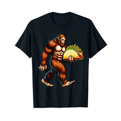 Cinco de Mayo Mexican Poncho Outfit Bigfoot Carrying Taco Funny Cinco de Mayo Men Boys T-Shirt