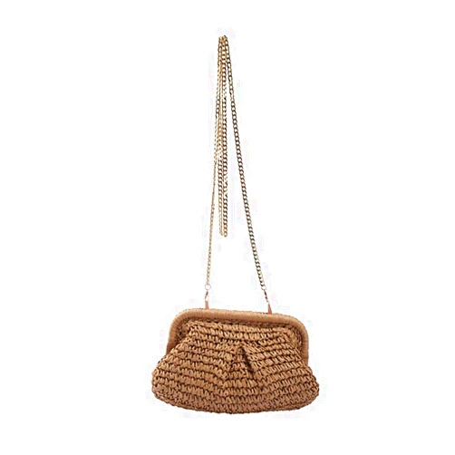 Jikfete Women Handmade Woven Straw Clutch Purse, Summer Beach Cloud Dumpling Pouch, Novelty Fashion Shell Crossbody Bag Tote Handbag