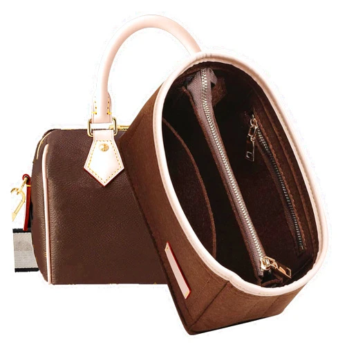 Doxo Purse Organizer Insert for Handbags & Felt Tote Bag Fit LV Speedy 20,Alam BB,Petit Noe More(S-Brown)