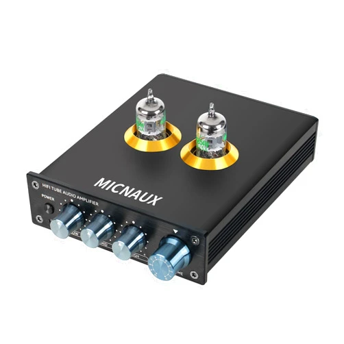 MICNAUX Tube Amplifier 5654W Vacuum Tubes Preamp, HD Stereo Receiver Mini Hi-Fi Power Amp with Volume 3 Band EQ Control for Home Audio Stereo Amplifier Active Speaker