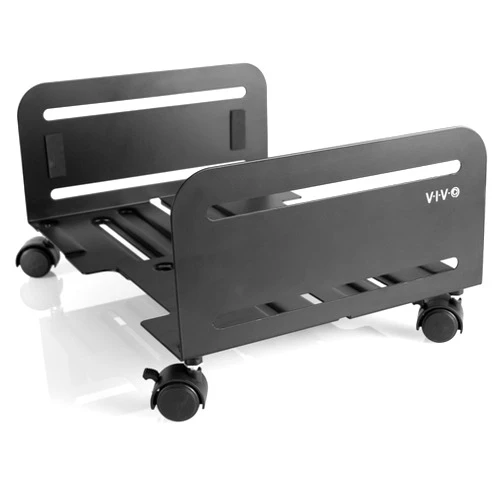 VIVO Large Computer Tower Desktop ATX-Case, CPU Steel Rolling Stand, 7.8 to 14 inch Wide Adjustable Mobile Cart Holder with Locking Caster Wheels, Gaming PC Holder, Black, CART-PC01L