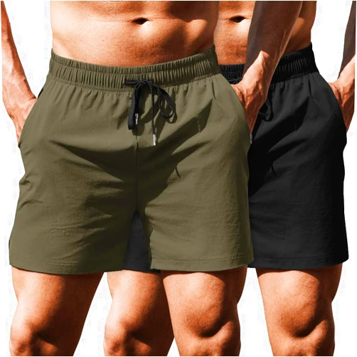 COOFANDY Men's Running Athletic Shorts 5 Inch 2 Pack Gym Workout Shorts Fitted Exercise Hiking Shorts with Zipper Pocket