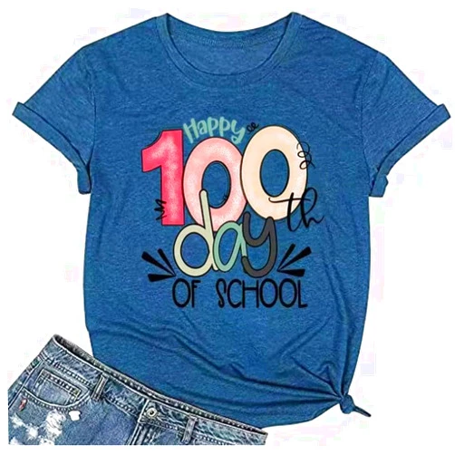 Beopjesk Teacher Shirts for Women Last/First Day of School 100 Days of Loving School Inspirational Graphic Tees Tops