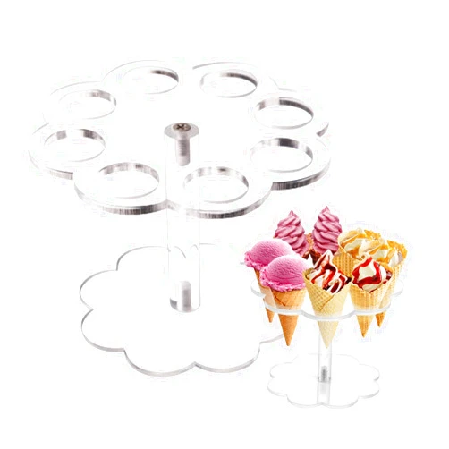 Qingsi 1Pcs 8 Holes Ice Cream Cone Holder Stand Acrylic Ice Cream Cone Holder Clear Acrylic Ice Cream Cone Weddings Baby Showers Birthday Parties Anniversaries