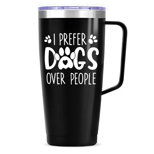 SANDJEST Funny Dog Tumbler with Handle 20oz Stainless Steel Insulated Coffee Travel Mug Cup Dogs Tumblers Dog Lovers Gifts for Men Women Birthday Christmas
