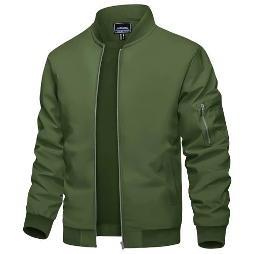 TACVASEN Men's Bomber Jacket Lightweight Casual Spring Fall Windbreaker Zip Up Coat with Pocket