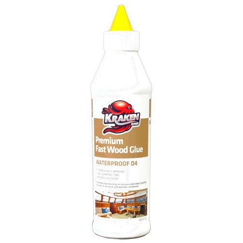 Kraken Bond D4 Fast Drying Wood Glue - (1x13.5 fl.oz.) Marine Grade Waterproof Polyurethane Glue for Outdoor, Boat, Furniture, Woodworking, Carpentry, Heavy Duty Marine Carpet Glue - 1 Pack
