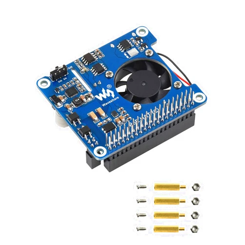 waveshare Power Over Ethernet (PoE) HAT for Raspberry Pi 4B/3B+, 802.3af/at PoE Network Standard, 5V USB-A&12V Header Outputs, PoE HAT Onboard Cooling Fan and MP8676 Buck Chip, Isolated