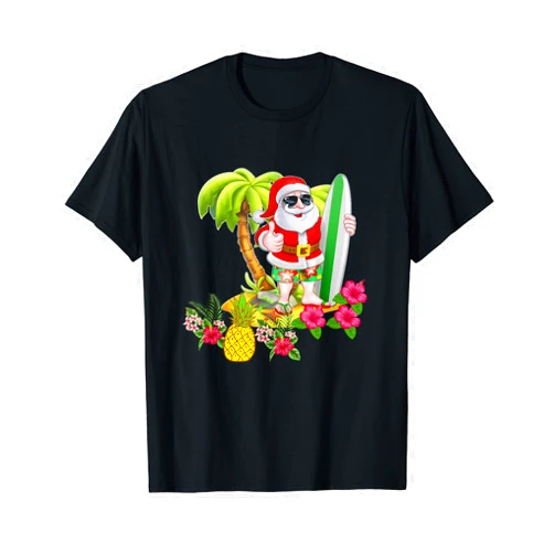 Christmas in July T Shirt Christmas in July Santa Hawaiian Surfing T Shirt Summer Surf T-Shirt