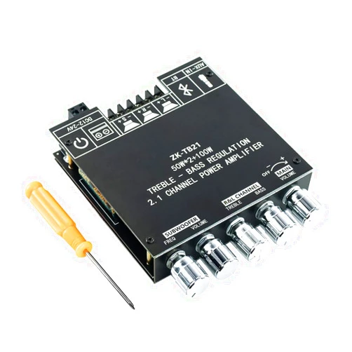 Hosyond Bluetooth 5.0 50W+50W+100W 2.1 Channel Subwoofer Amplifier Board TPA3116D2 HiFi Treble and Bass Control Stereo Digital Audio Amp Board for Home Theater DIY Wireless Speakers