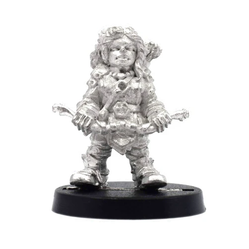 Stonehaven Miniatures Stonehaven Female Dwarf Archer Miniature - 25mm Lead-Free Pewter Figure, 28mm Scale, Unpainted, Made in USA