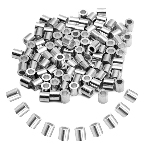 Piutouyar Aluminum Crimping Loop Sleeve,1/8 inch (3.4mm) Wire Rope Stop Sleeve, Cable Ferrule, Wire Rope Crimping Sleeve(100 Pcs)