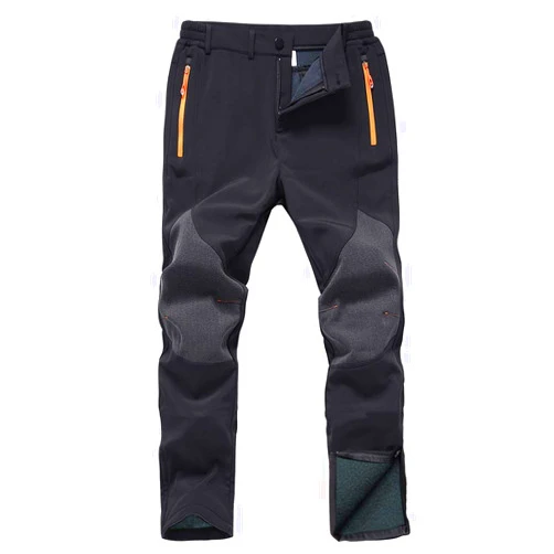 Gash Hao Mens Snow Ski Waterproof Softshell Snowboard Pants Outdoor Hiking Fleece Lined Zipper Bottom Leg