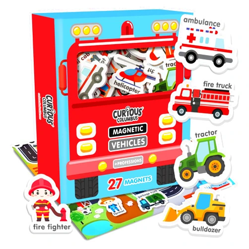 Curious Columbus Vehicles Fridge Magnets for Toddlers 1-3 Year Olds. Large Foam Refrigerator Magnets for Kids Baby and 3-5 Years Old. Magnetic ABC Learning. Educational Toys Babies to Preschool