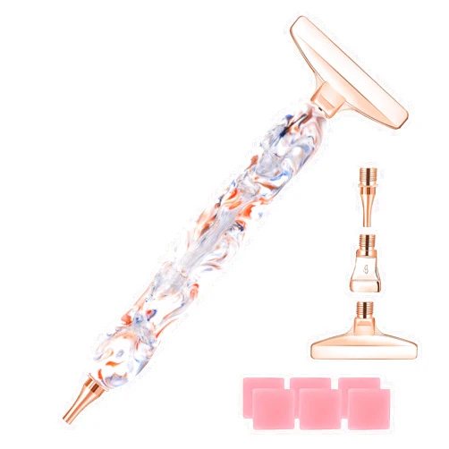 Snewvie Diamond Painting Pen with Screw Thread Tips,1PCS Diamond Art Pen and 3 PCS Rose Gold Stainless Steel Metal Tips,Diamond Painting Tools for DIY Diamond Art
