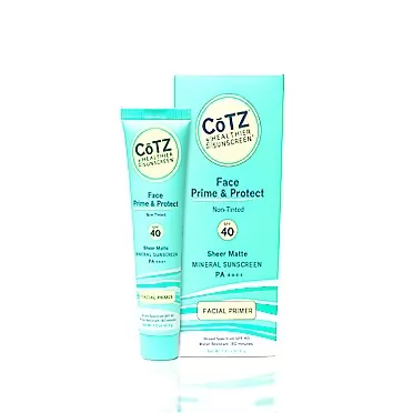 COTZ Face Prime & Protect Non-Tinted Mineral Sunscreen and Facial Primer Broad Spectrum SPF 40; PA++++ 1.5 oz / 42.5 g.
