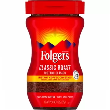 Folgers Classic Roast Instant Coffee Crystals, 8 Ounces