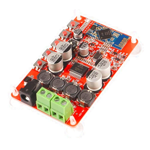 AITRIP 1 Pack TDA7492P 50W+50W Wireless Bluetooth CSR4.0 Audio Receiver Digital Amplifier Board 8~25V DC2.1 Power Supply (Red)