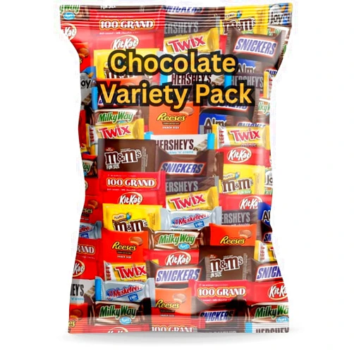 Pisoka Bulk Assorted Variety Pack of Fun Size Chocolate Candy - Individually Wrapped Chocolate Mix for Parties, Gift Bags, and Everyday Treats (2 LB)