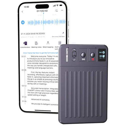 ClicoByte AI Voice Recorder, Voice Recorder with No Fee for Transcribe & Summarize Empowered by ChatGpt, App Control, Support 107 Languages,64GB Memory,Audio Recorder for Lectures/Meetings/Calls/Interview