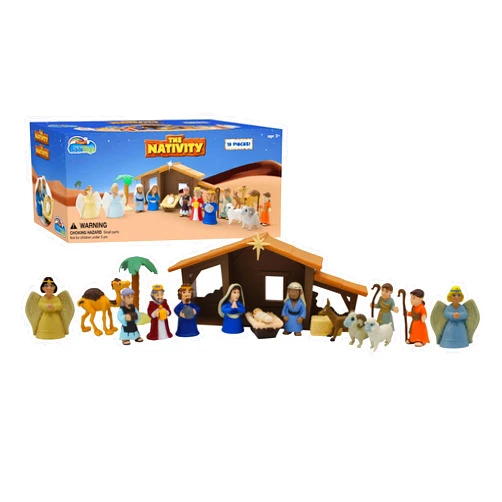 Cactus Game Design BibleToys Nativity Set - Christmas Story Manger Scene, 18 Pieces With Birth of Baby Jesus Mini-Storybook (in English & Spanish), Little Animals & Figures Indoor Playset, Children Ages 3 And Up