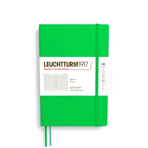 LEUCHTTURM1917 - Notebook Softcover Medium A5-123 Numbered Pages for Writing and Journaling - Thinking Ahead (Ruled Paper, Spring Leaf)