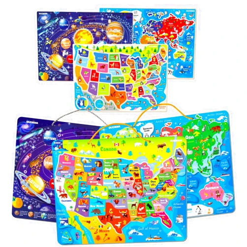 QUOKKA Multipack of 6 Kids Maps Puzzles for Boys and Girls