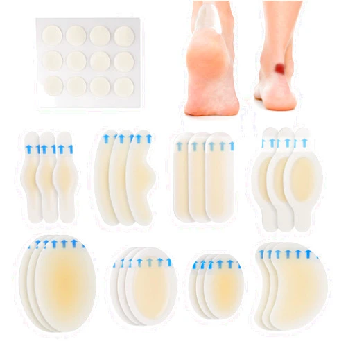 LotFancy Blister Bandages, 24PCS Blister Pads and 12 Dots Acne Plaster, Gel Blister Cushion - 8 Size Waterproof Hydrocolloid Seal Adhesive Bandages for Foot, Toe, Heel Blister Prevention & Recovery