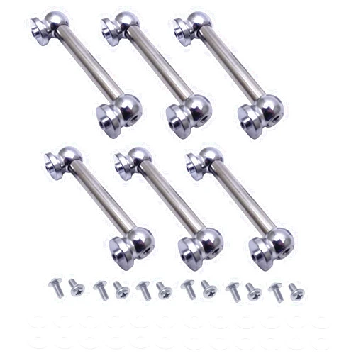 TUOREN Pack of 6 Double End Mounted Tom/Snare Drum Lugs Drum Parts Accessories Replacement Chrome (90mm)