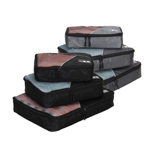 Hynes Eagle 3 Pieces Packing Cubes Set Travel Luggage Organizer Bag Black with Grey