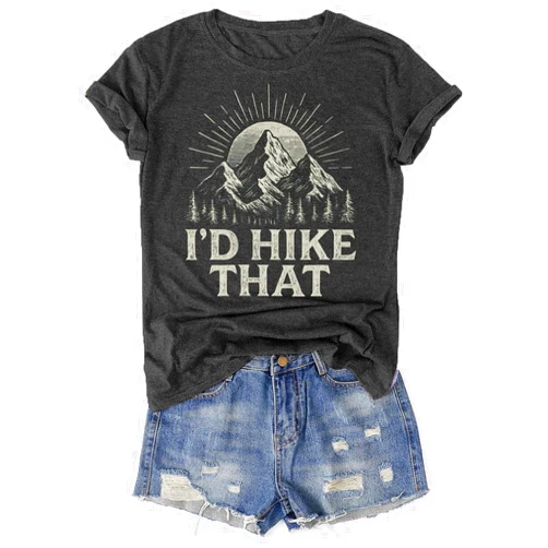 GZEMTA Hiking Shirt for Women Sun Mountain Nature Tee Funny Camping Adventure Graphic T Shirt Outdoor Hike Travel Lovers Top