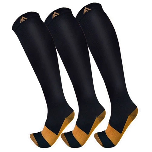 FuelMeFoot 3 Pack Copper Compression Socks - Compression Socks Women & Men Circulation - Best for Medical,Running,Athletic