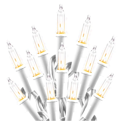 Minetom Clear Christmas Lights Set 100 Count 25 Feet Incandescent Bulb Mini String Lights for Indoor Christmas Tree Garland Birthday Wedding Party Festival Decoration, White Wire