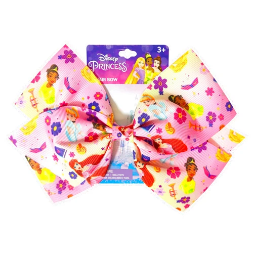 LUV HER Cute Disney Princesses Single Hair Bow For Girls - One Large Printed Hair Bow Featuring your Favorite Disney Princesses Characters - Alligator Clip - Birthday Gift for Girls Ages 3+