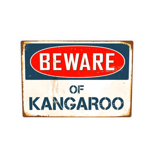 StickerPirate Beware of Kangaroo 8” x 12” Vintage Aluminum Retro Metal Sign VS233