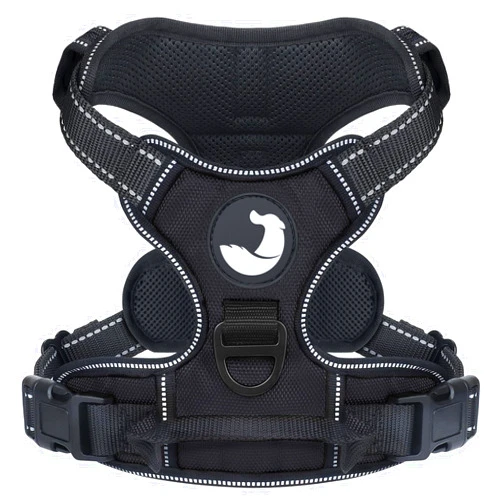 Joytale No Pull Dog Harness Medium Sized Dog, Reflective Pet Vest with Front Clip, Adjustable Soft Padded Harnesses with Easy Control Handle for Training and Walking, Black, M