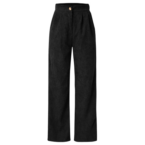 Generic Women's Vintage Corduroy High Elastic Waist Wide Leg Pocketed Pant Solid Straight Leg Loose Trouser with Pocket