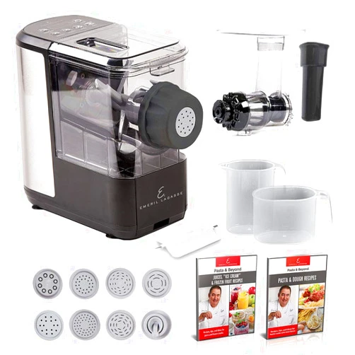 Emeril Everyday EMERIL LAGASSE Pasta & Beyond, Automatic Pasta and Noodle Maker with Slow Juicer - 8 Pasta Shaping Discs Black
