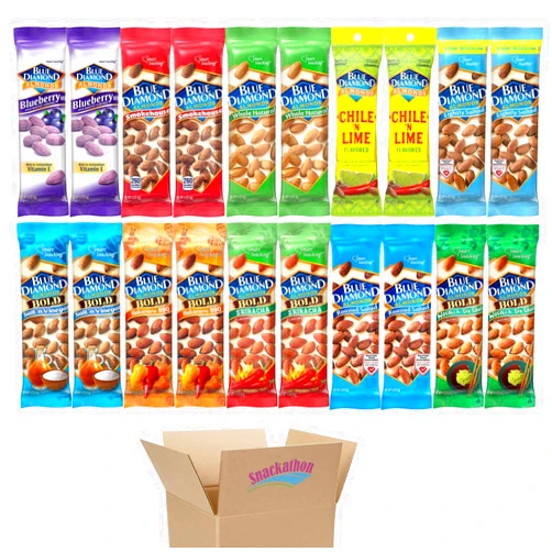 Snackathon Almond Variety, 10 Flavors, 2 Bags each Flavor, 1.5 Ounce (Pack of 20)